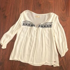 Hollister White 3/4 Sleeve Top